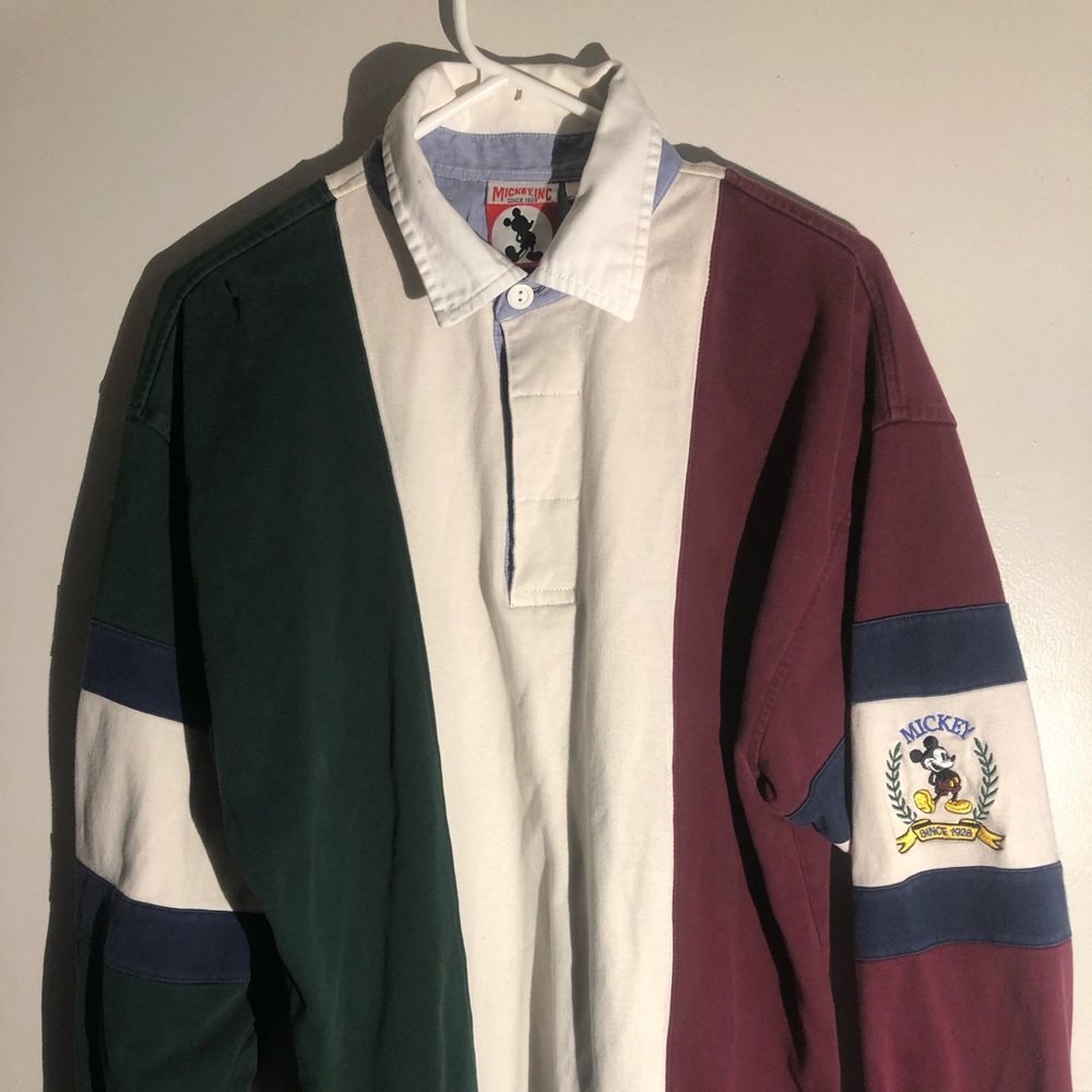 Vintage Disney Mickey INC Polo Colorblock Striped